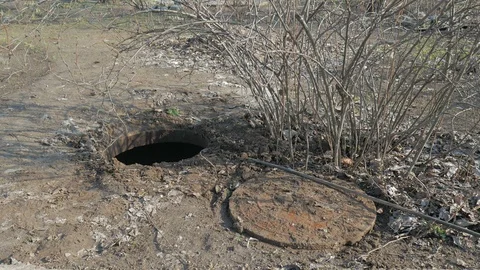 Fiber optic cable dismantling from the cable shaft Stock Footage 126898305