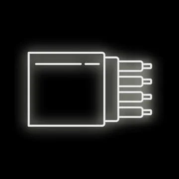 Fiber optic cable glowing neon icon connecting data Stock Illustration