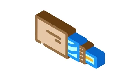 Fiber optic cable industry 3 isometric icon animation Stock Footage 327280312
