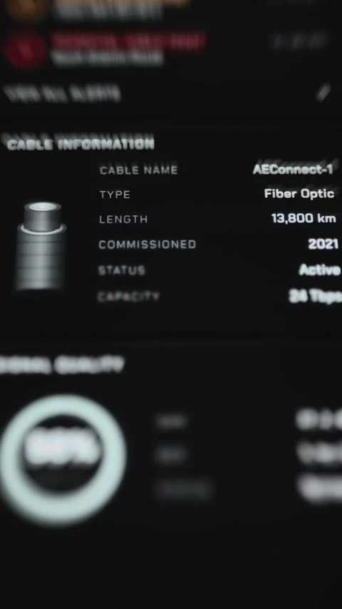 Fiber optic cable information including 13800 kilometer length Stock Footage 342485177