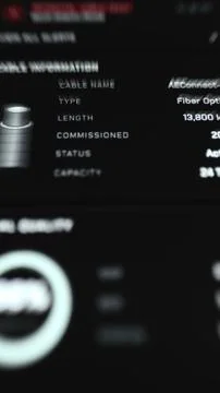 Fiber optic cable information including 13800 kilometer length Stock Photos