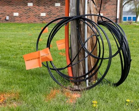 Fiber optic cable installation Stock Photos