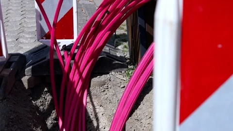 Fiber optic cable internet construction site 4k 30fps video Stock Footage 311826626
