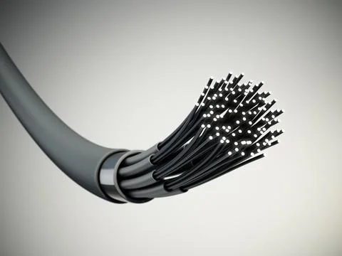 Fiber optic cable isolated on gray background. 3D illustration 스톡 일러스트