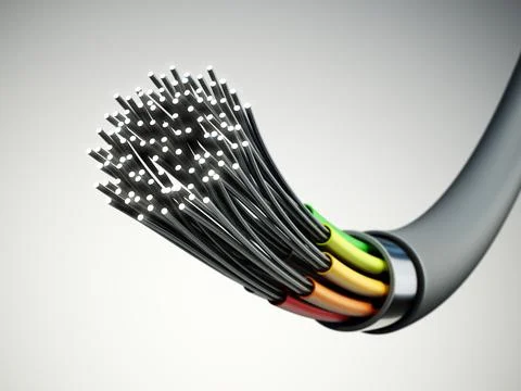 Fiber optic cable isolated on gray background. 3D illustration イラスト素材
