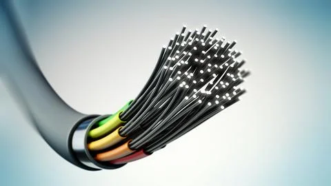 Fiber optic cable isolated on gray background. 3D illustration Stock Illustration