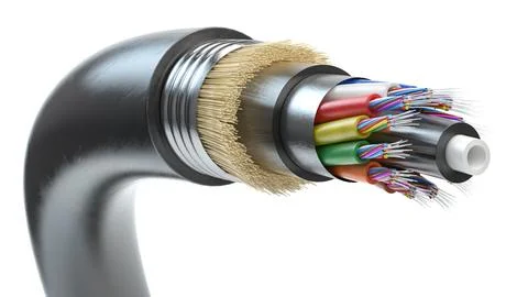Fiber optic cable. Multimode all-media self-supporting fiber optic cable st.. Stock Illustration