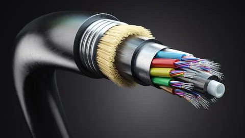 Fiber optic cable. Multimode all-media self-supporting fiber optic cable st.. Stock Illustration