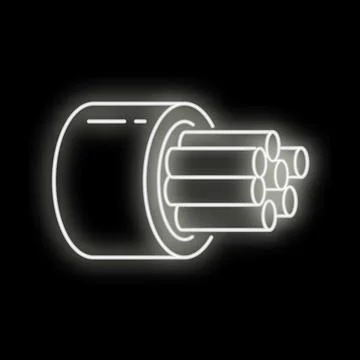 Fiber optic cable neon glowing line icon Stock Illustration