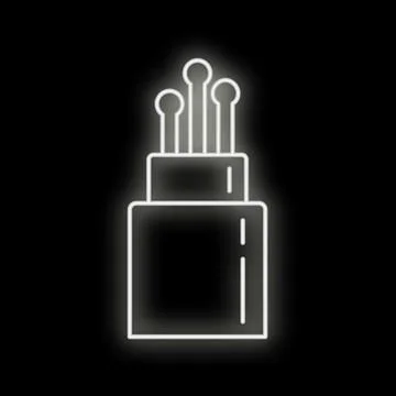 Fiber optic cable neon glowing icon on black イラスト素材