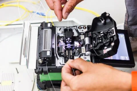 Fiber optic cable for network system Stock Photos