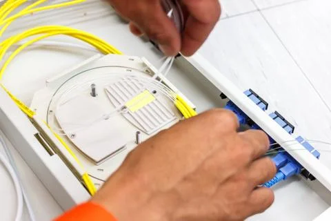 Fiber optic cable for network system Stock Photos