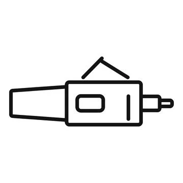 Fiber optic cable splicing machine icon showing optical fiber installation Stock Illustration