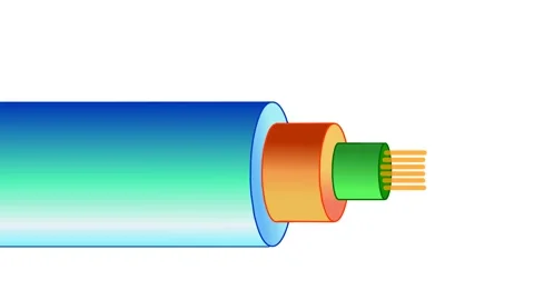 Fiber optic cable structure parts animation, components Fiberoptic anatomy glass Stock Footage 278122655