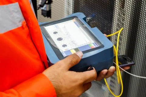 Fiber optic cable testing Stock Photos