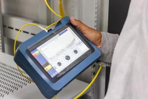 Fiber optic cable testing Stock Photos