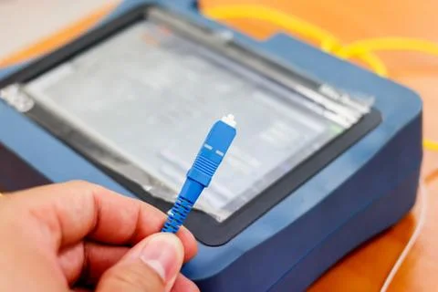 Fiber optic cable testing Stock Photos