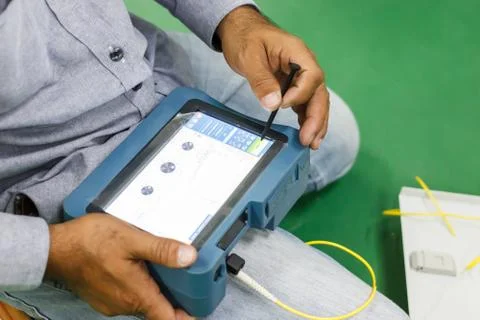 Fiber optic cable testing Stock Photos
