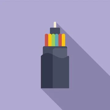 Fiber optic cable transmitting data with a long shadow Stock Illustration