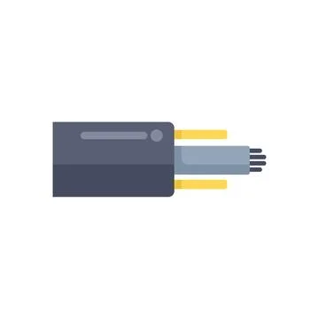 Fiber optic cable transmitting digital data in flat design style Stock Illustration