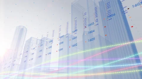 Fiber optic cables and city buildings Stock Footage 67889715