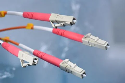 Fiber optic cables in computer network systems Stock Photos