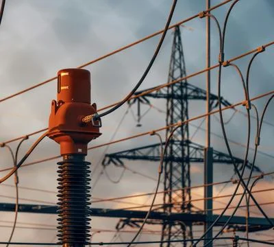 Fiber Optic Cables Connected to Network Equipment in Data Center Foto stock