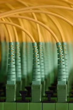 Fiber optic cables in data center Stock Photos