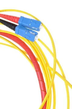 Fiber optic cables type sc Stock Photos