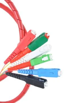 Fiber optic cables type sc Stock Photos