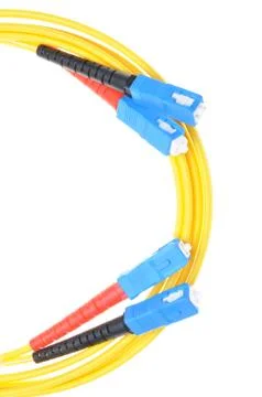 Fiber optic cables type sc Stock Photos