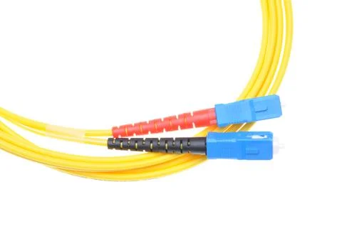 Fiber optic cables type sc Stock Photos