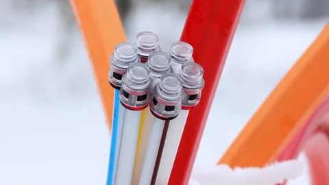 Fiber optic cables in winter outside 4k2 5fps video Stock-Footage 330460208