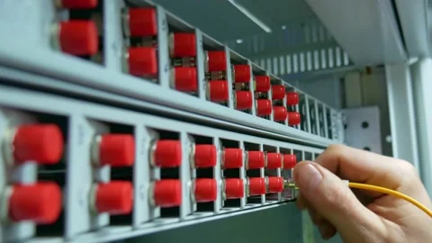 Fiber Optic Communication Technology. 4k Stock Footage 151077196