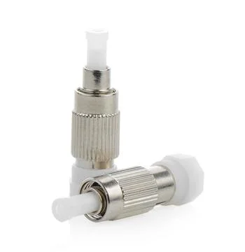 Fiber optic connectors, ST, SC and FC isolated on white background 스톡 사진
