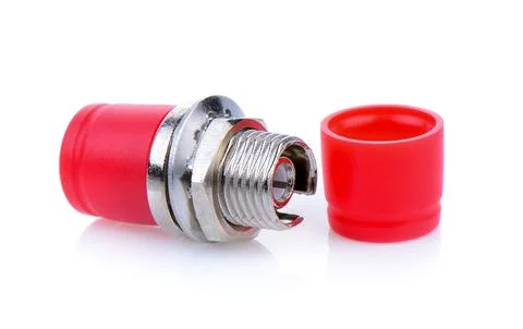 Fiber optic connectors, ST, SC and FC isolated on white background 스톡 사진