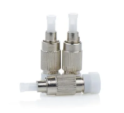 Fiber optic connectors, ST, SC and FC isolated on white background 스톡 사진