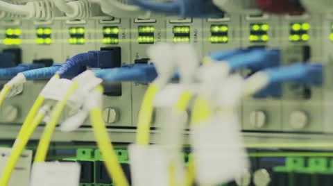 Fiber Optic Converters in datacenter Stock Footage 24950832