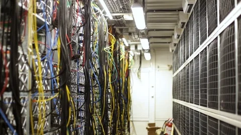 Fiber optic equipment in a data center, IT and modern technologies concept Stock Footage 126488850