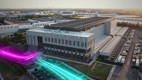 Fiber Optic Interconnect Hub, Ashburn Data Center Alley Stock Footage 345727909