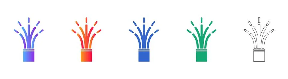 Fiber Optic Internet Connection Icon Set Stock Illustration