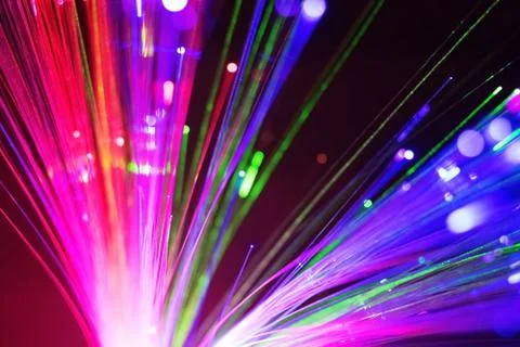 Fiber optic led multi-color lamp on black background Stock Photos
