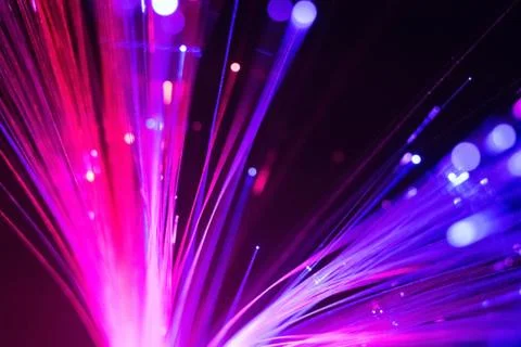 Fiber optic led multi-color lamp on black background Stock Photos