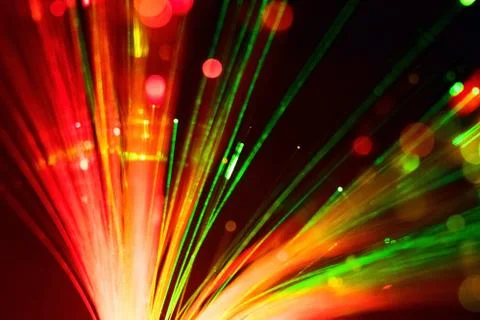 Fiber optic led multi-color lamp on black background Stock Photos