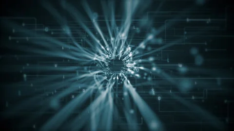 Fiber Optic Light Beams and Binary Code Technology Background Video stock 159752515