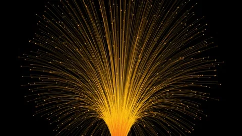Fiber optic light source radiating warm golden energy streams Stock Footage 327567805