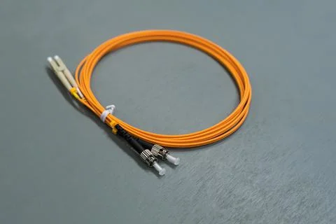 Fiber optic multimode LC patch cord for server rooms or data centers Stock Photos