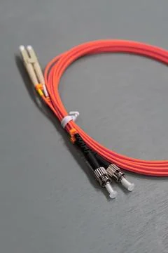Fiber optic multimode LC patch cord for server rooms or data centers Stock Photos