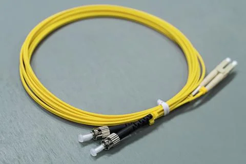 Fiber optic multimode LC patch cord for server rooms or data centers Stock Photos