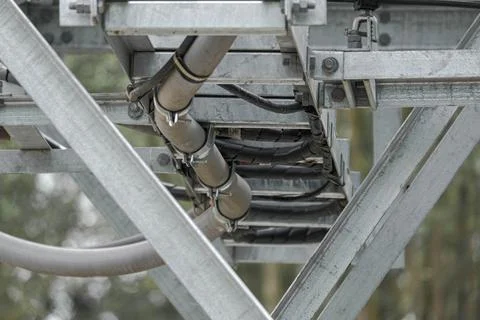 Fiber Optic Network Cable.Fibber Channel Optical Network Cable On Rails Foto stock